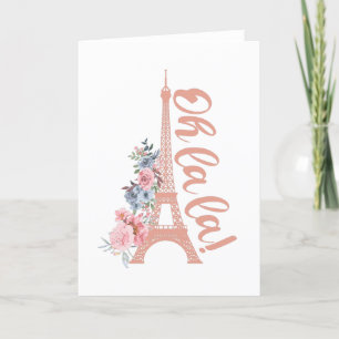 Oh La La - Eiffel Tower Paris France Holiday Card