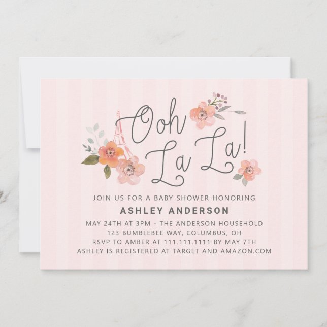 Oh La La French Baby Shower Invitation (Front)