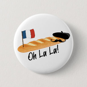 Oh La La - French Baguette - Funny Francophile 6 Cm Round Badge