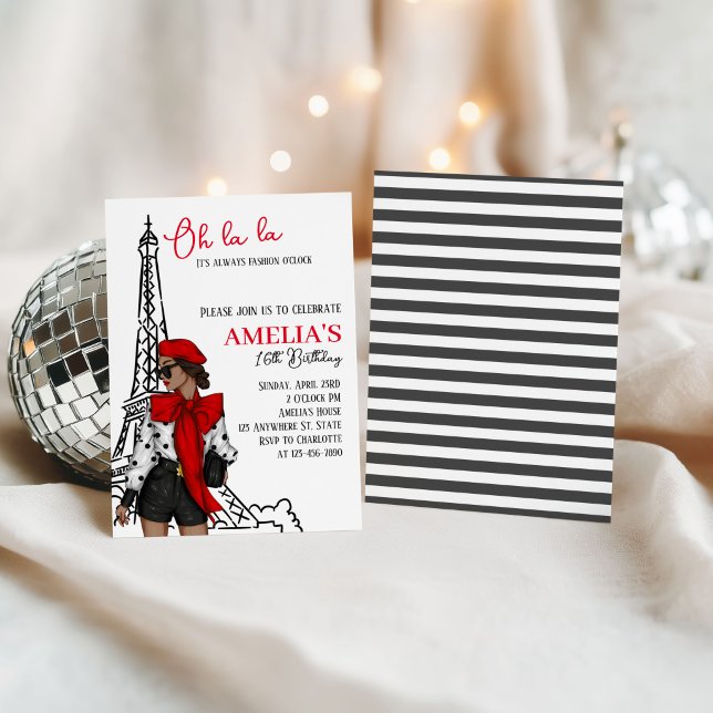Oh la la Paris Red Birthday Invitation (Creator Uploaded)