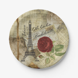 Oh la la - Paris Styled Bachelorette Party Paper Plate