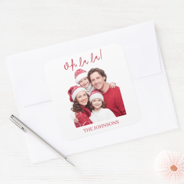 Oh La La Personalized Family Photo Sticker (Envelope)