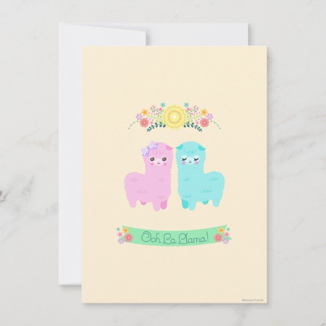 Oh La LLama Invitation (Front)
