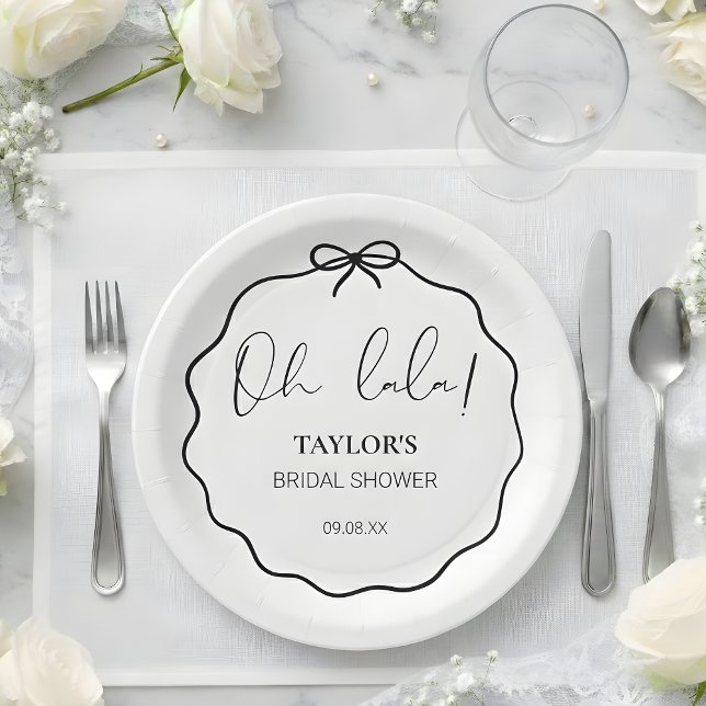 Oh Lala! | Modern Minimalist Bridal Shower  Paper Plate (Creator Uploaded)