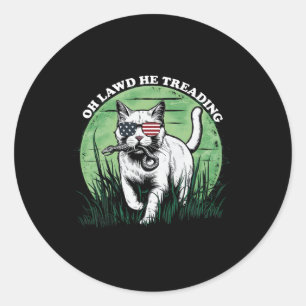 Oh Lawd He Treading Cat Childless Cat Lady For Kam Classic Round Sticker