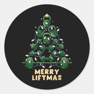 Oh Liftmas Tree Kettlebell Gym Ugly Christmas Classic Round Sticker