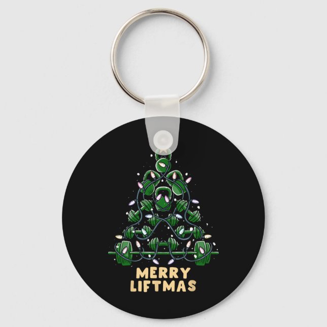 Oh Liftmas Tree Kettlebell Gym Ugly Christmas  Key Ring (Front)