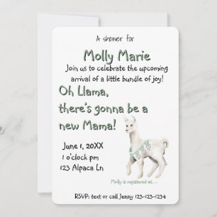 Oh llama Mama Baby Shower Invitation
