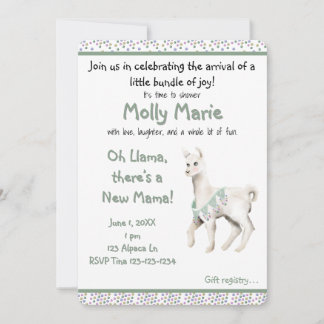 Oh llama Mama Baby Shower Invitation