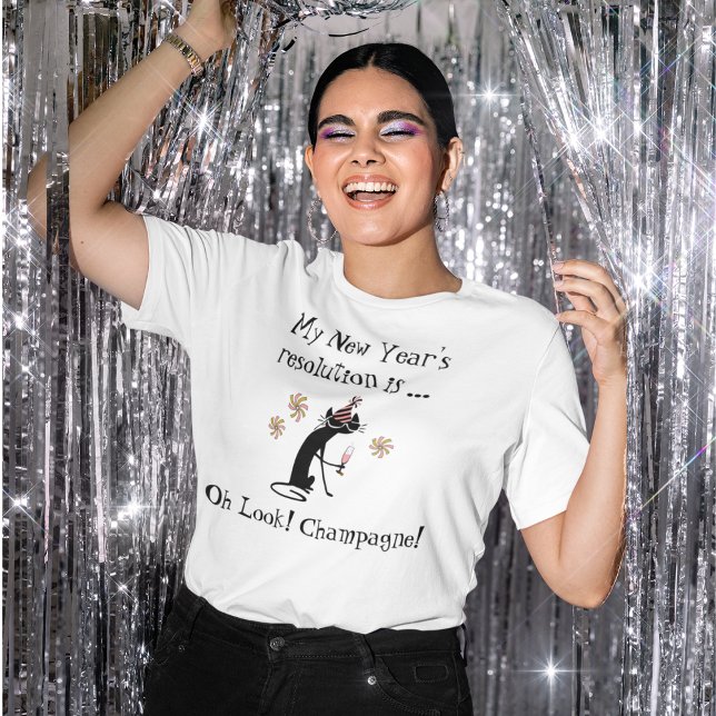 Oh Look! Champagne! New Year's Cat T-Shirt (Creator Uploaded)