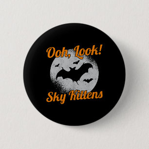 Oh Look Sky Kittens Bat Halloween Bats 6 Cm Round Badge