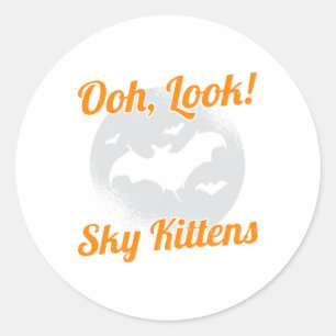 Oh Look Sky Kittens Bat Halloween Bats  Classic Round Sticker