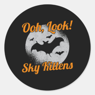 Oh Look Sky Kittens Bat Halloween Bats Classic Round Sticker