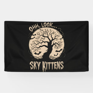 Oh Look Sky Kittens Halloween Funny Bats Lover Banner
