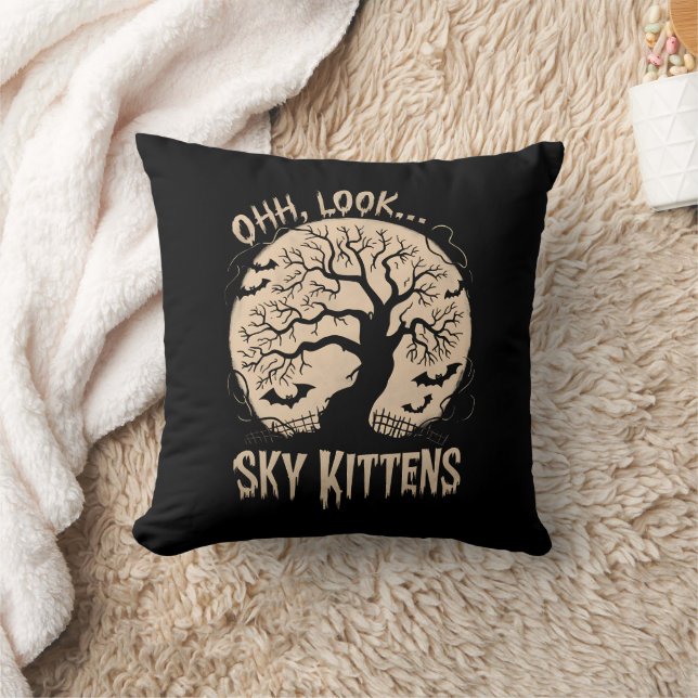 Oh Look Sky Kittens Halloween Funny Bats Lover Cushion (Blanket)