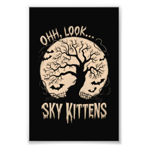 Oh Look Sky Kittens Halloween Funny Bats Lover Photo Print