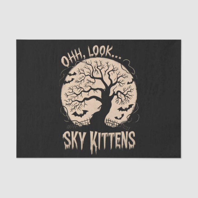 Oh Look Sky Kittens Halloween Funny Bats Lover Tissue Paper (Front)