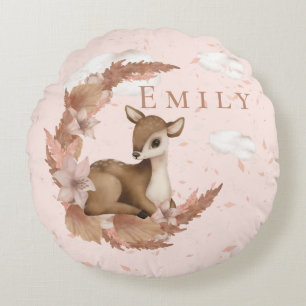 Oh, lovely Deer & Clouds Stars Nursery Throw Pillo Round Cushion