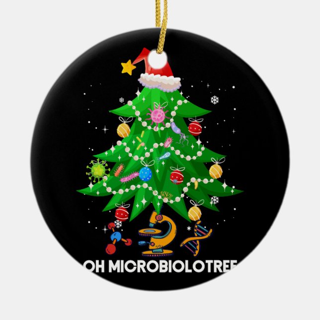 Oh Microbiolotree Microbiologist Christmas Tree Mi Ceramic Ornament (Front)