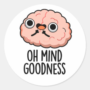 Oh Mind Goodness Funny Brain Pun  Classic Round Sticker