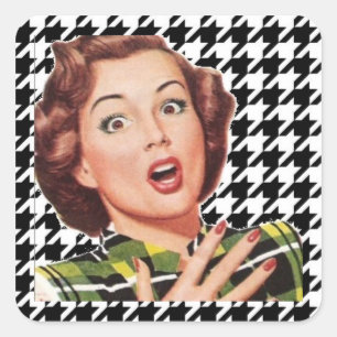 "OH, MY!" Fifties Housewife Houndstooth Stickers