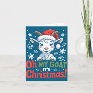 Oh My Goat It's Christmas Cartoon Farm Animal Outf Card