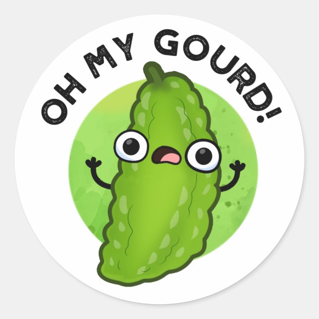 Oh My Gourd Funny Veggie Pun  Classic Round Sticker (Front)