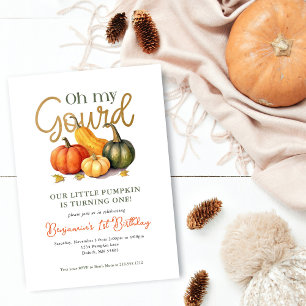 Oh My Gourd Little Pumpkin 1st Birthday Invitation