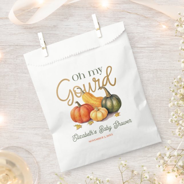 Oh My Gourd Little Pumpkin Baby Shower Favour Bag (Clipped)