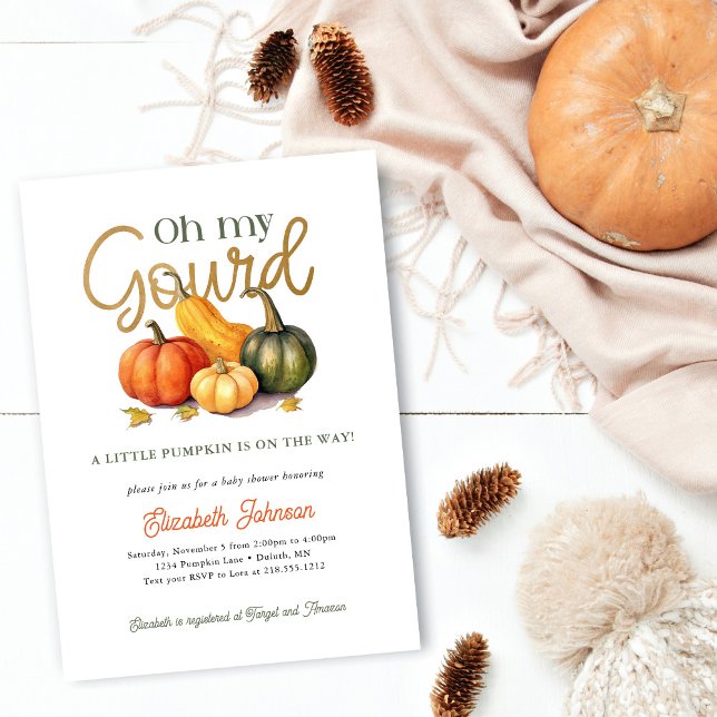Oh My Gourd Little Pumpkin Baby Shower Invitation (Creator Uploaded)