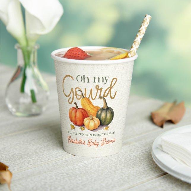 Oh My Gourd Little Pumpkin Baby Shower Paper Cups (Insitu)