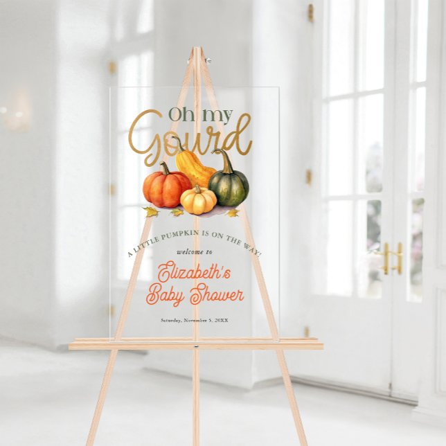 Oh My Gourd Little Pumpkin Baby Shower Welcome Acrylic Sign (Oh My Gourd Little Pumpkin Baby Shower Welcome Acrylic Sign. #fallbabyshower #ohmygourd #babyshower)