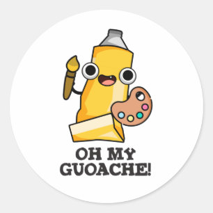 Oh My Guoache Funny Artist Paint Pun Classic Round Sticker