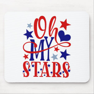 Oh My Stars Fireworks 4th Of July Independence Day Mouse Pad