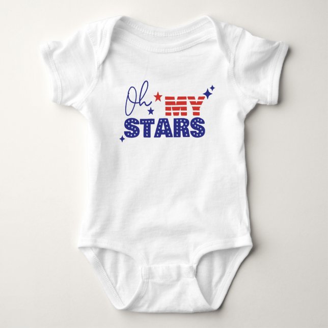 Oh my stars US flag Baby Bodysuit (Front)