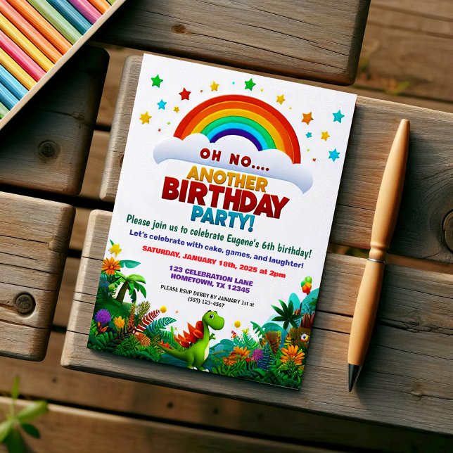 Oh No! Another Dinosaur Themed Birthday Party  Invitation (Creator Uploaded)