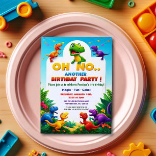 Oh No! Another Dinosaur Themed Birthday Party  Invitation