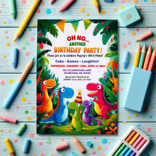 Oh No! Another Dinosaur Themed Birthday Party Invitation