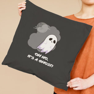 Oh no, it's a ghost! Cute funny black Halloween Cushion