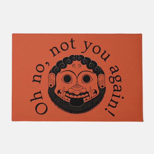 'Oh no, not you again!' Medusa Apotropaic Art Doormat (Front)