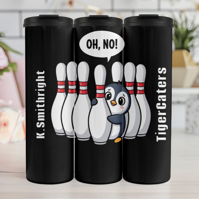 Oh No Penguin Bowling Graphic Thermal Tumbler (Creator Uploaded)