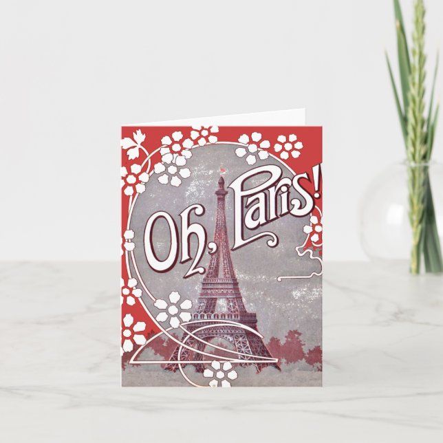 Oh Paris Eiffel Tower Note Card (Front)