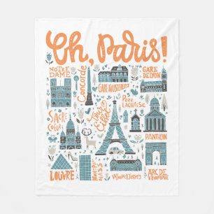 Oh, Paris! Town Typography Fleece Blanket