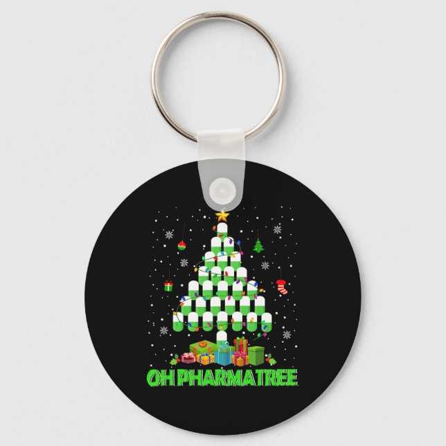 Oh Pharmatree Christmas Tree Pharmacy Medication P Key Ring (Front)