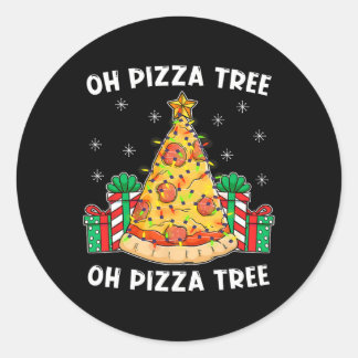 Oh Pizza Tree Xmas Food Present Christmas Pizza Tr Classic Round Sticker