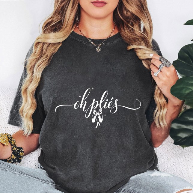 Oh Plies Ballet Shoes Sparkle Script Design T-Shirt (Creator Uploaded)