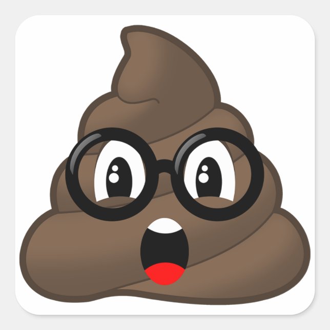 Oh Poop Emoji w/Glasses Square Sticker (Front)