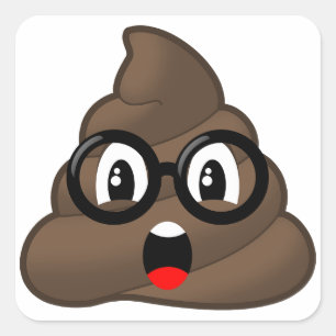 Oh Poop Emoji w/Glasses Square Sticker