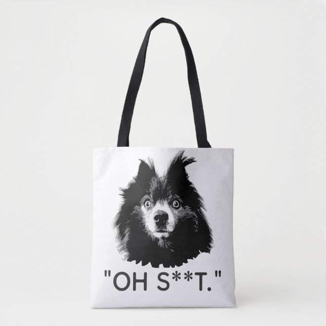 "OH S**T" Funny Pom Tote Bag (Front)
