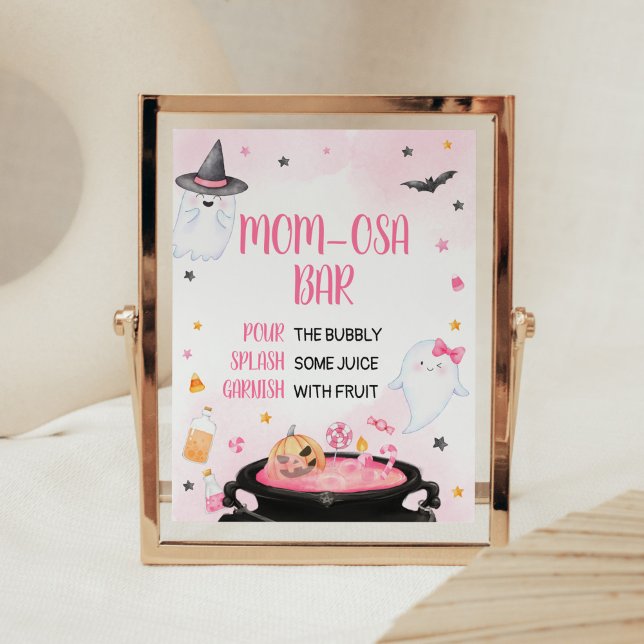 Oh Sheet Ghoul Halloween Baby Shower Mum Osa Bar Poster (Pink Oh Sheet Baby Shower Mom Osa Bar Sign)